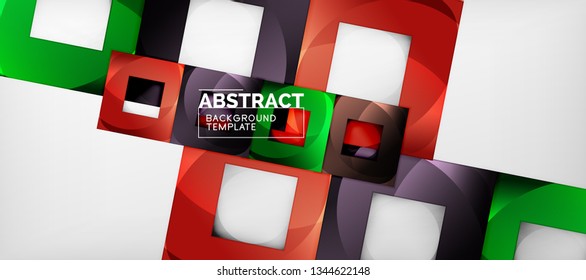 Square background, abstract squares on grey, business or techno template. Vector illustration