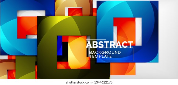 Fondo cuadrado, cuadrados abstractos sobre plantilla gris, empresarial o tecno. Ilustración del vector