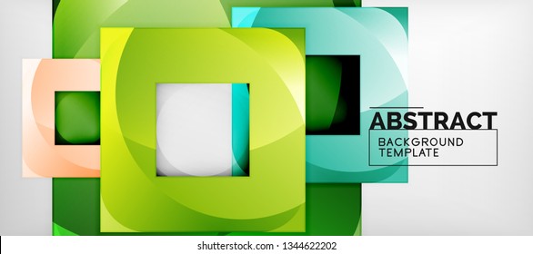 Square background, abstract squares on grey, business or techno template. Vector illustration