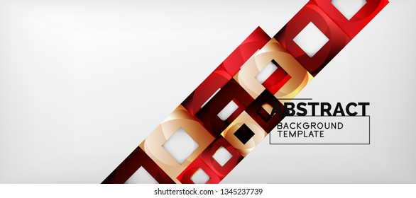 Square background, abstract squares on grey, business or techno template. Vector illustration