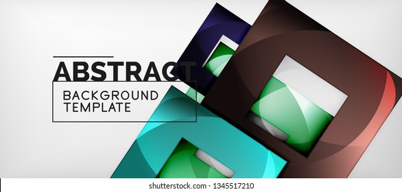 Square background, abstract squares on grey, business or techno template. Vector illustration