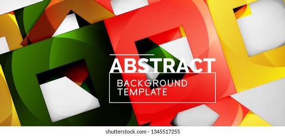 Square background, abstract squares on grey, business or techno template. Vector illustration