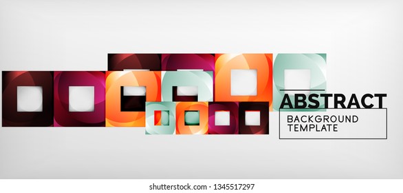Square background, abstract squares on grey, business or techno template. Vector illustration