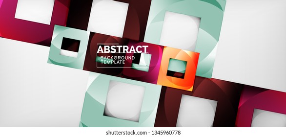 Square background, abstract squares on grey, business or techno template. Vector illustration