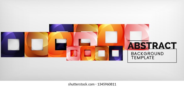 Square background, abstract squares on grey, business or techno template. Vector illustration