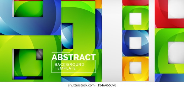 Square background, abstract squares on grey, business or techno template. Vector illustration