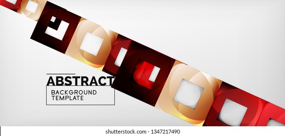 Square background, abstract squares on grey, business or techno template. Vector illustration
