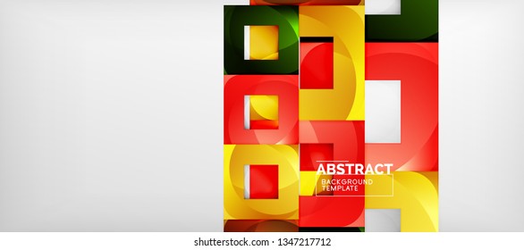 Square background, abstract squares on grey, business or techno template. Vector illustration