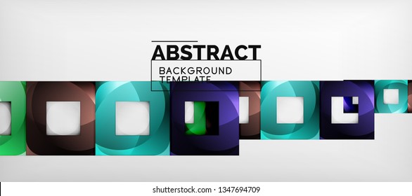 Square background, abstract squares on grey, business or techno template. Vector illustration