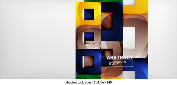 Square background, abstract squares on grey, business or techno template. Vector illustration