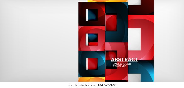 Square background, abstract squares on grey, business or techno template. Vector illustration