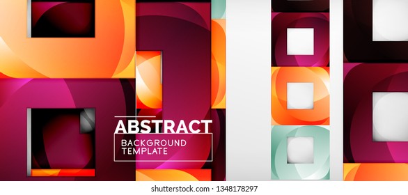 Square background, abstract squares on grey, business or techno template. Vector illustration