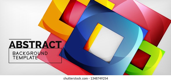 Square background, abstract squares on grey, business or techno template. Vector illustration