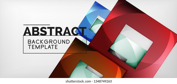 Square background, abstract squares on grey, business or techno template. Vector illustration