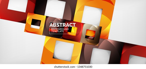 Square background, abstract squares on grey, business or techno template. Vector illustration