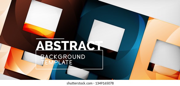 Square background, abstract squares on grey, business or techno template. Vector illustration