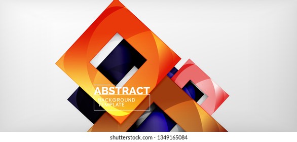 Square background, abstract squares on grey, business or techno template. Vector illustration