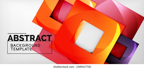 Square background, abstract squares on grey, business or techno template. Vector illustration