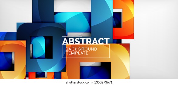 Square background, abstract squares on grey, business or techno template. Vector illustration