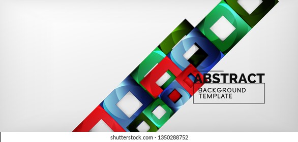 Square background, abstract squares on grey, business or techno template. Vector illustration