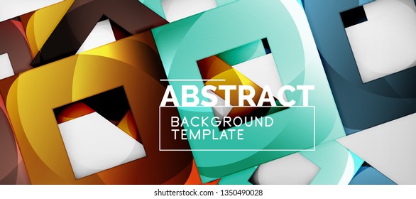 Square background, abstract squares on grey, business or techno template. Vector illustration