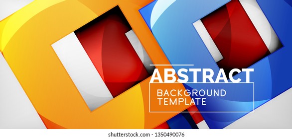 Square background, abstract squares on grey, business or techno template. Vector illustration