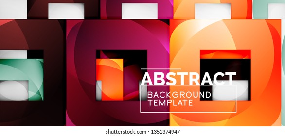 Square background, abstract squares on grey, business or techno template. Vector illustration