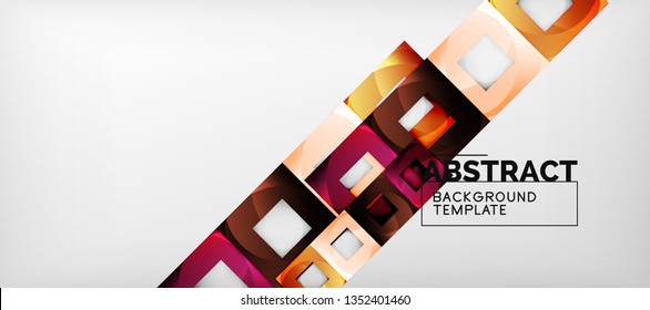 Square background, abstract squares on grey, business or techno template. Vector illustration