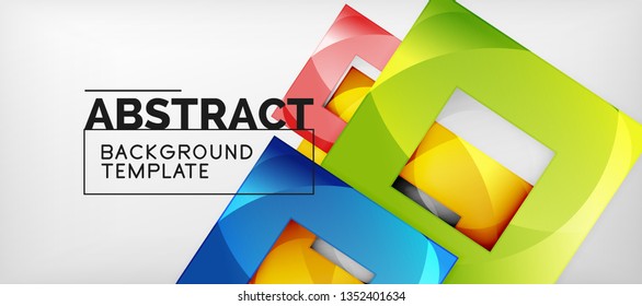 Square background, abstract squares on grey, business or techno template. Vector illustration