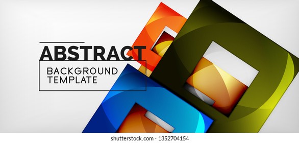 Square background, abstract squares on grey, business or techno template. Vector illustration
