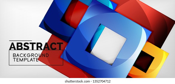 Square background, abstract squares on grey, business or techno template. Vector illustration