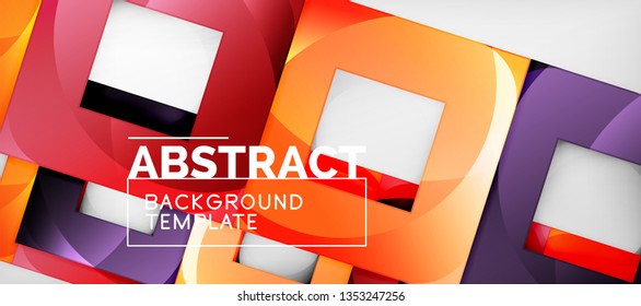 Square background, abstract squares on grey, business or techno template. Vector illustration