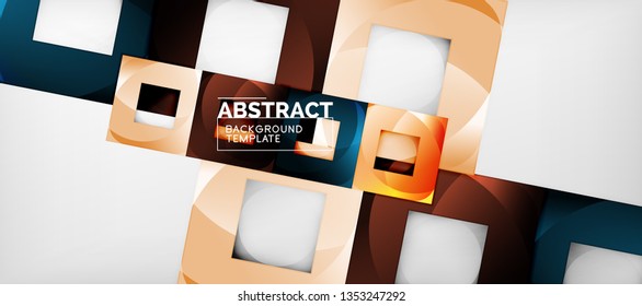 Square background, abstract squares on grey, business or techno template. Vector illustration