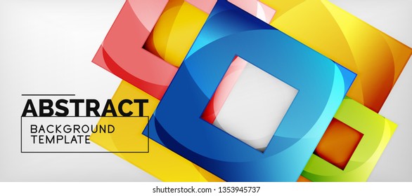 Square background, abstract squares on grey, business or techno template. Vector illustration