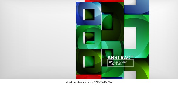 Square background, abstract squares on grey, business or techno template. Vector illustration