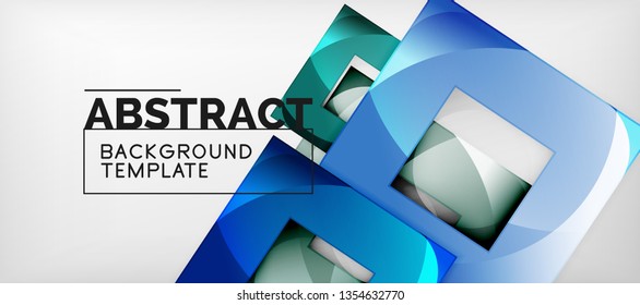 Square background, abstract squares on grey, business or techno template. Vector illustration