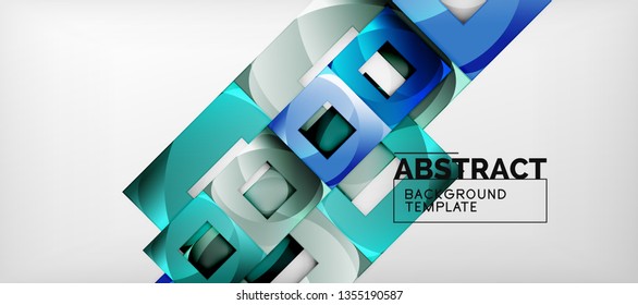 Square background, abstract squares on grey, business or techno template. Vector illustration