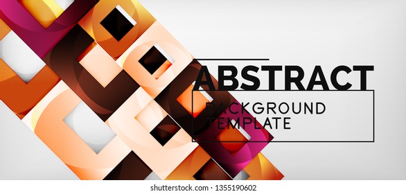 Square background, abstract squares on grey, business or techno template. Vector illustration