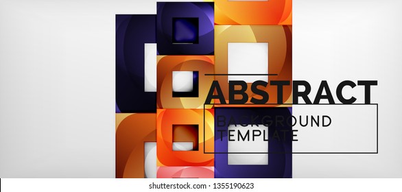Square background, abstract squares on grey, business or techno template. Vector illustration