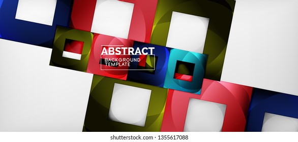 Square background, abstract squares on grey, business or techno template. Vector illustration