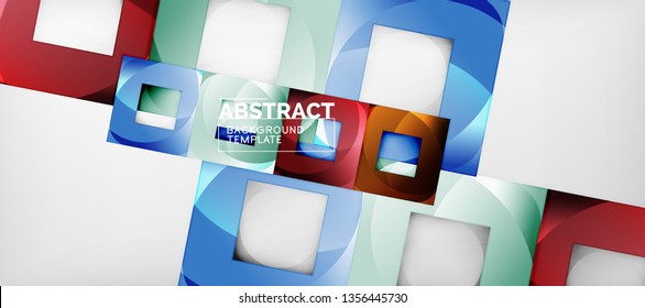Square background, abstract squares on grey, business or techno template. Vector illustration