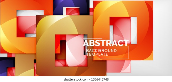 Square background, abstract squares on grey, business or techno template. Vector illustration