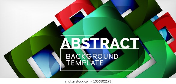 Square background, abstract squares on grey, business or techno template. Vector illustration