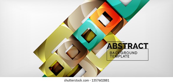 Square background, abstract squares on grey, business or techno template. Vector illustration