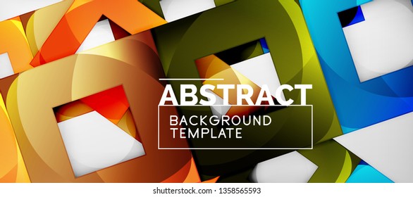 Square background, abstract squares on grey, business or techno template. Vector illustration