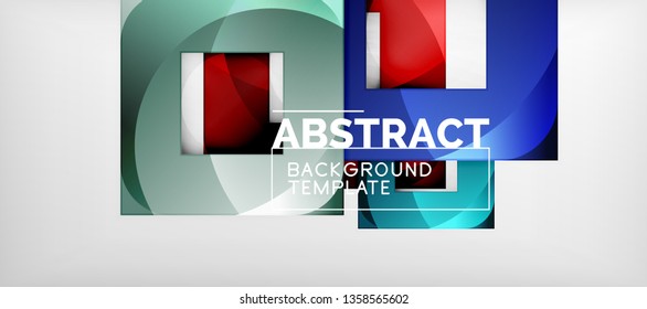 Square background, abstract squares on grey, business or techno template. Vector illustration