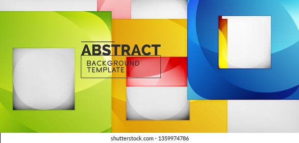 Square background, abstract squares on grey, business or techno template. Vector illustration