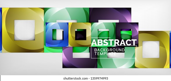 Square background, abstract squares on grey, business or techno template. Vector illustration