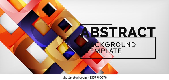 Square background, abstract squares on grey, business or techno template. Vector illustration