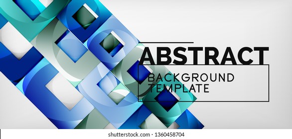 Square background, abstract squares on grey, business or techno template. Vector illustration